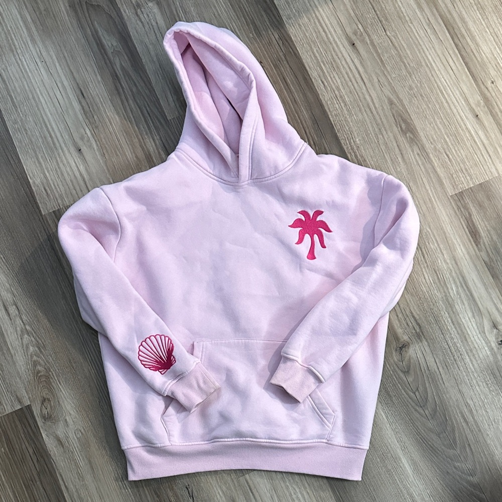 Pink Palm Puff Hoodie Sz Small